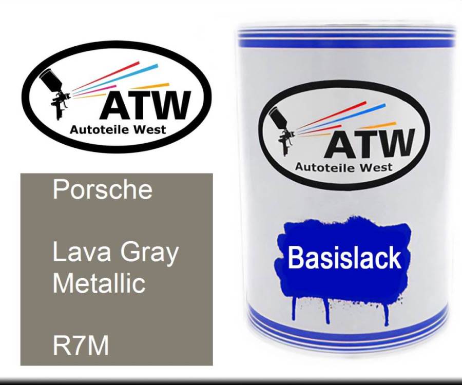 Porsche, Lava Gray Metallic, R7M: 500ml Lackdose, von ATW Autoteile West.